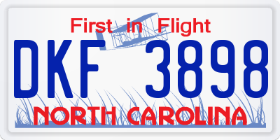 NC license plate DKF3898