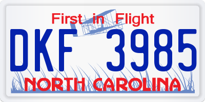 NC license plate DKF3985