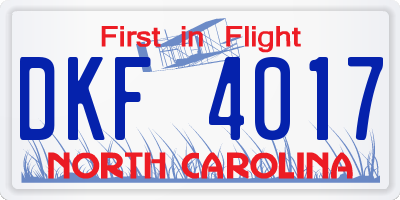 NC license plate DKF4017