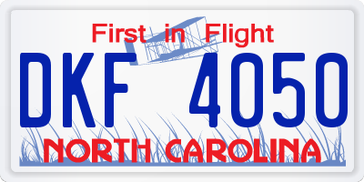 NC license plate DKF4050