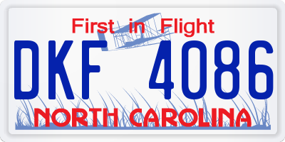 NC license plate DKF4086