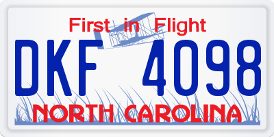 NC license plate DKF4098