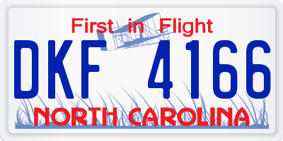 NC license plate DKF4166
