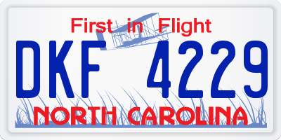 NC license plate DKF4229