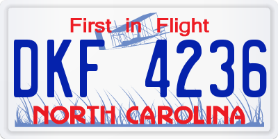 NC license plate DKF4236