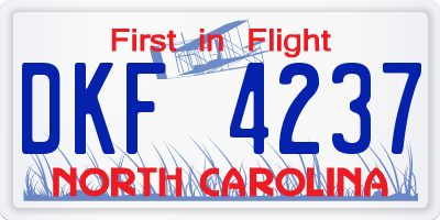NC license plate DKF4237