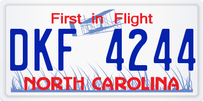 NC license plate DKF4244