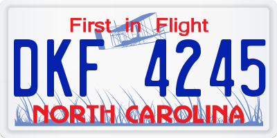 NC license plate DKF4245