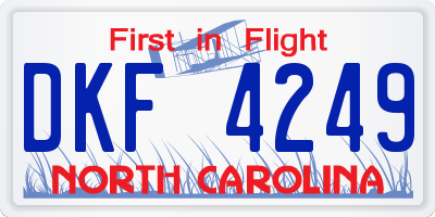 NC license plate DKF4249