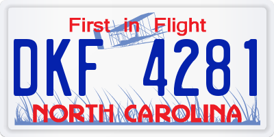 NC license plate DKF4281