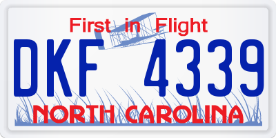NC license plate DKF4339
