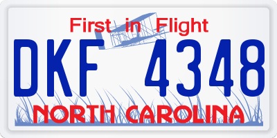 NC license plate DKF4348