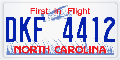 NC license plate DKF4412