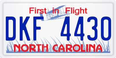 NC license plate DKF4430