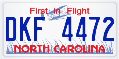 NC license plate DKF4472