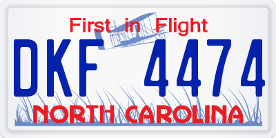 NC license plate DKF4474