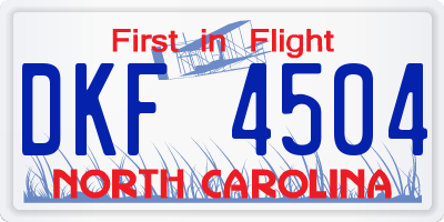 NC license plate DKF4504