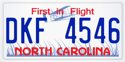 NC license plate DKF4546