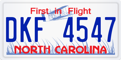 NC license plate DKF4547