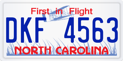NC license plate DKF4563