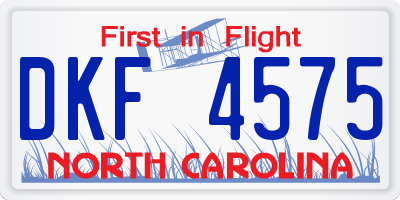 NC license plate DKF4575