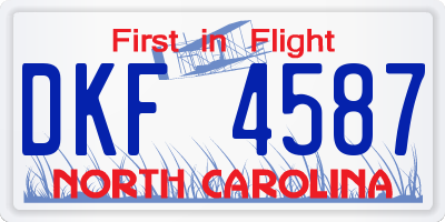 NC license plate DKF4587