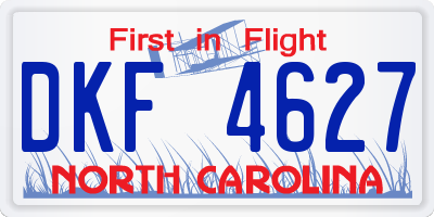 NC license plate DKF4627