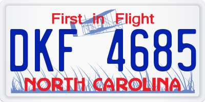 NC license plate DKF4685