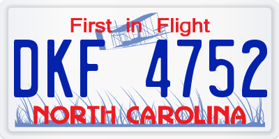 NC license plate DKF4752