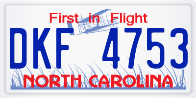 NC license plate DKF4753