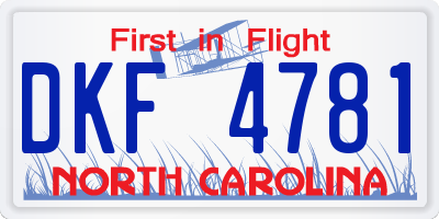 NC license plate DKF4781