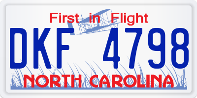 NC license plate DKF4798