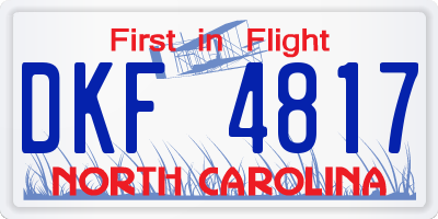 NC license plate DKF4817