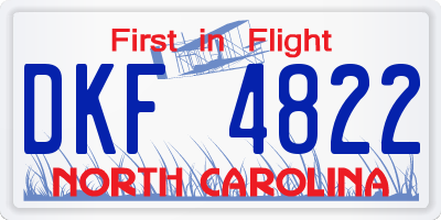 NC license plate DKF4822