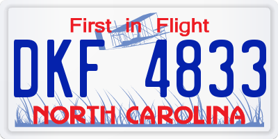 NC license plate DKF4833