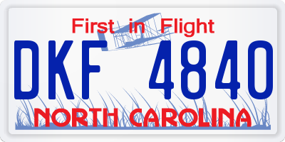 NC license plate DKF4840