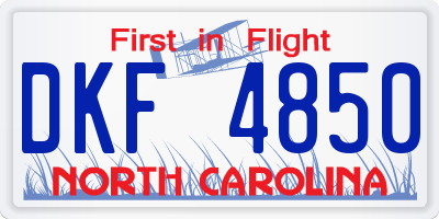 NC license plate DKF4850