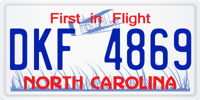 NC license plate DKF4869