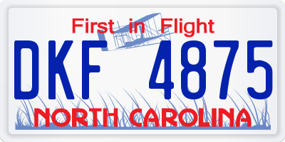 NC license plate DKF4875