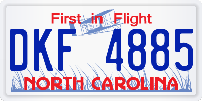 NC license plate DKF4885