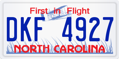 NC license plate DKF4927