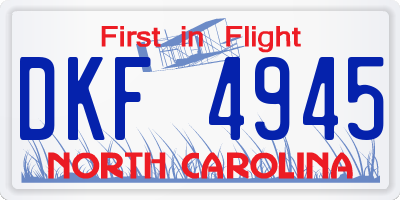 NC license plate DKF4945