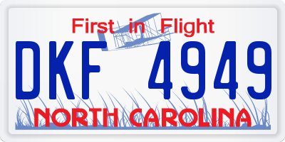NC license plate DKF4949