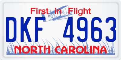 NC license plate DKF4963