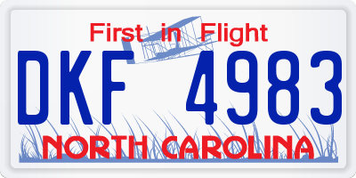 NC license plate DKF4983