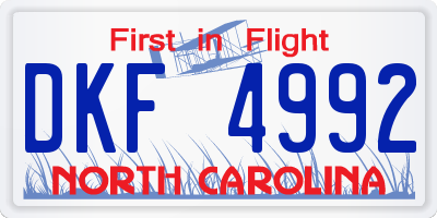 NC license plate DKF4992