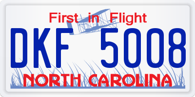 NC license plate DKF5008