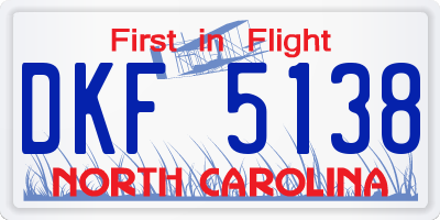 NC license plate DKF5138