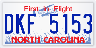NC license plate DKF5153