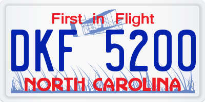 NC license plate DKF5200
